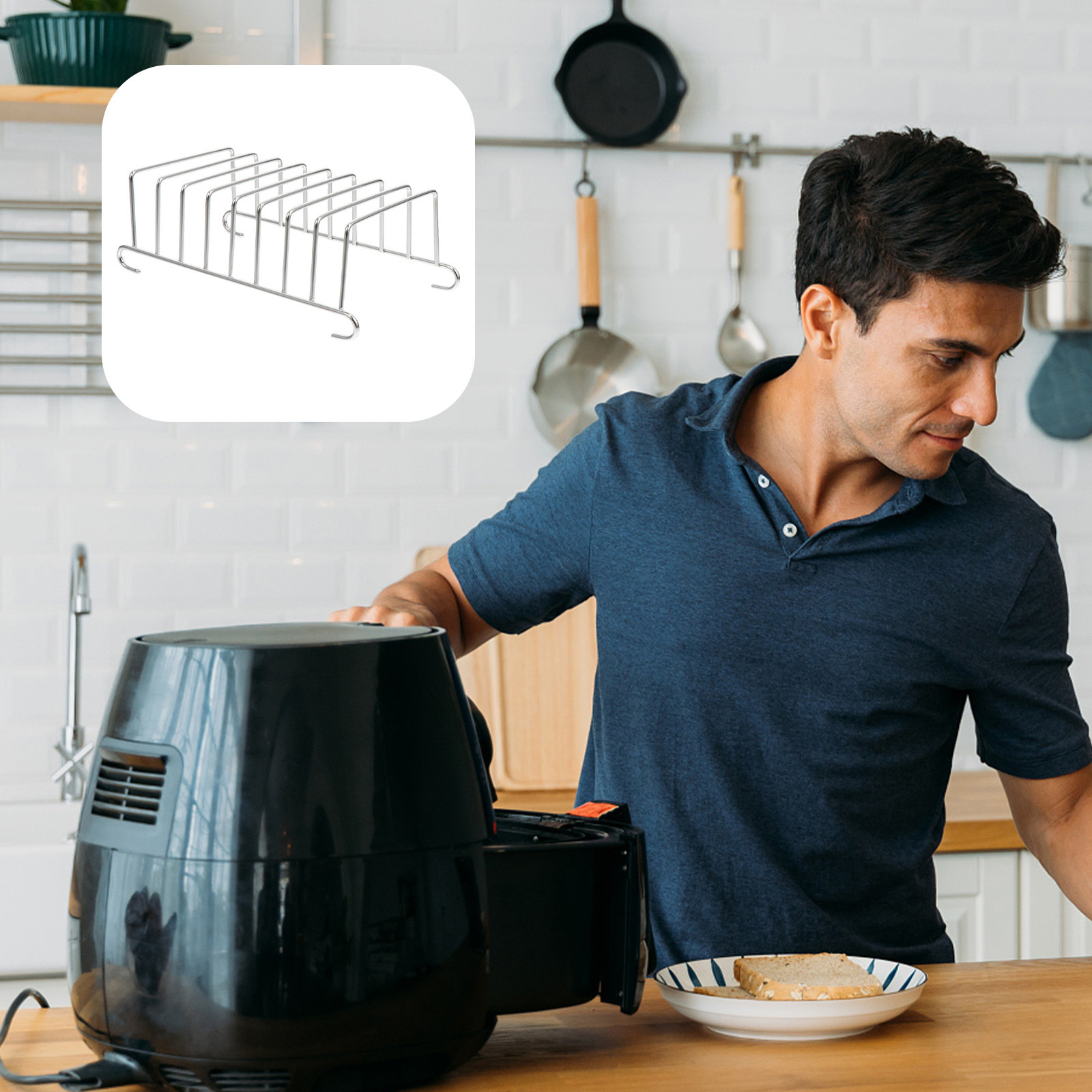 2Pcs Stainless Steel Air Fryer - Kitchen Baking Rack ulasan dan harga