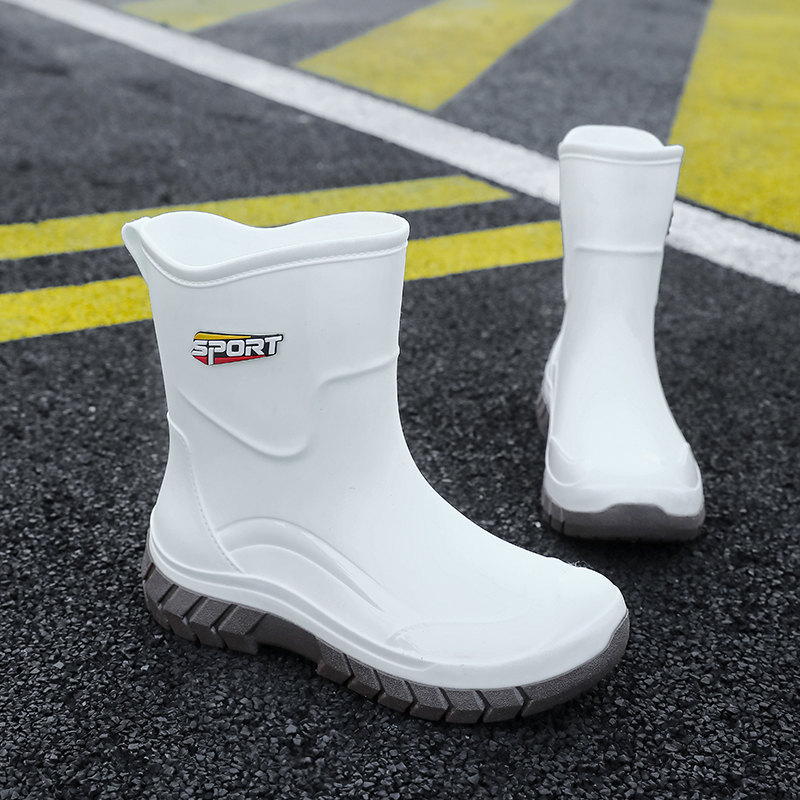 White Mid-Calf Rain Boots Wome - Kitchen Job ulasan dan harga