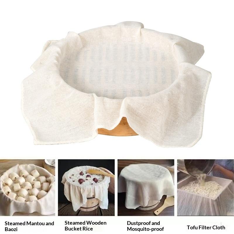 3Pcs Round Pure Cotton Steamer - Kitchen Baking Cloth ulasan dan harga