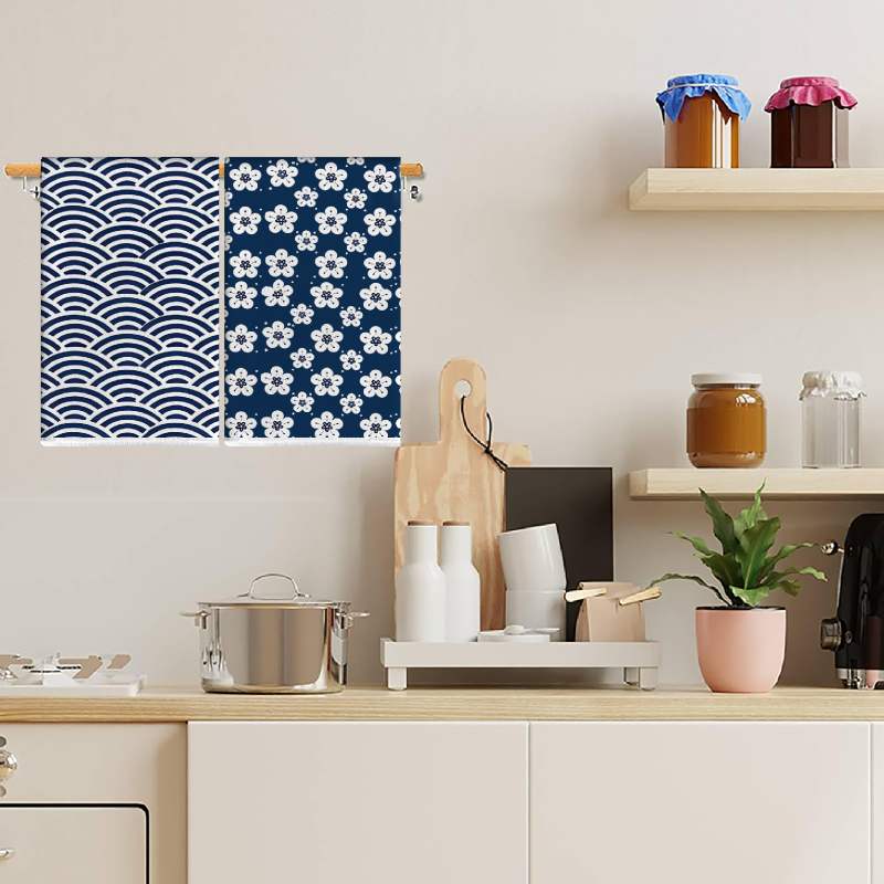 2Pcs, Japanese-Style Seigaiha  - Kitchen Baking Cloth ulasan dan harga